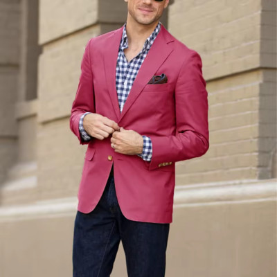 Alan Flusser Emerson Blazer 38R Coral Pink Cotton NWT Sport Coat Classic