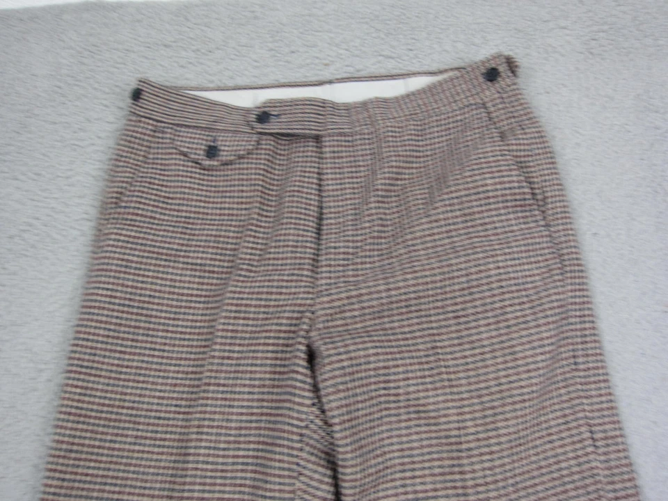True Vintage Jaymar Tweed Pants Mens 32x28 Brown 60s 70s Houndstooth Knit Disco - Image 2 of 4