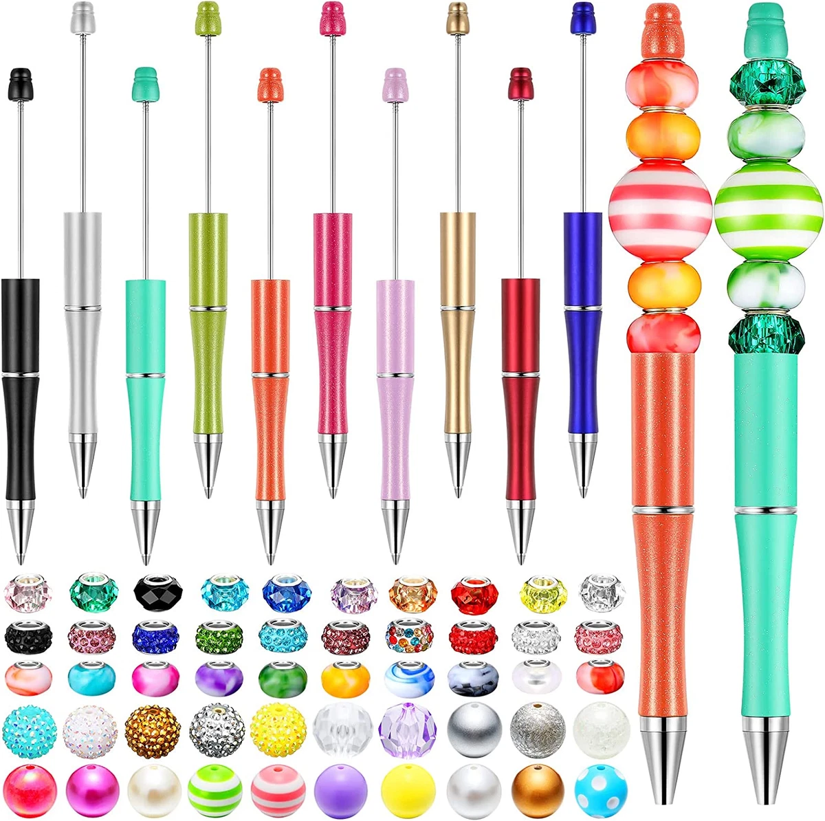 Beadable Pen Bead Pens with Assorted Colors Beads for Pens