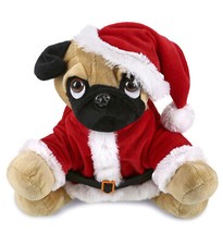 PLUSH SANTA - PLUSH - PUG DOG 10"