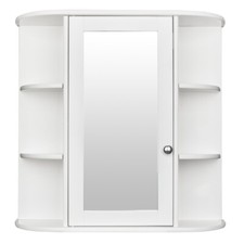3-tier Single Door Mirror Indoor Bathroom Wall Mounted Cabinet Shelf White New