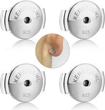 14K White Gold Locking Earring Backs Replacements for Diamond Studs, 2 Pairs