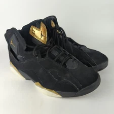 Jordan True Flight Shoes Mens 8.5 Black Metallic Gold Basketball Sneakers