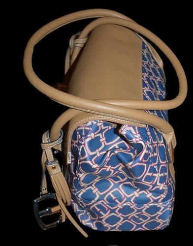 NWT $99 ELLEN TRACY RAMONA FLAP SATCHEL HANDBAG COBALT BLUE LOGO W/ EXTRA TASSEL - Picture 10 of 12