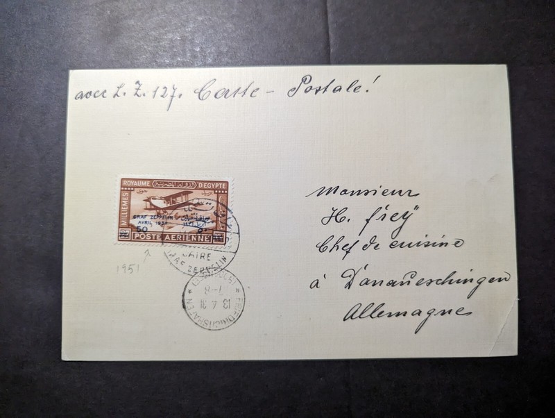 1931 Egypt Airmail LZ 127 Graf Zeppelin Cover Cairo to Germany