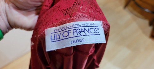 VTG Lily of France ROSA PULEO SZULE Wine Lace Bodice Large Nightgown ,dark rose - Picture 7 of 7
