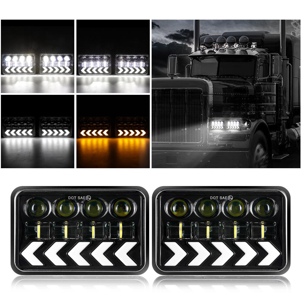 4X6 LED Headlights DRL HiLo Sealed Bulb For Kenworth T800 Freightliner FLD120 eBay