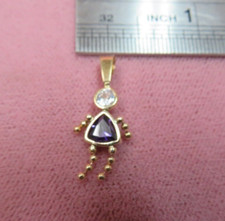 14k Yellow Gold Feb. Birthstone Girl Kids Child Pendant Charm .80 G