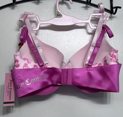 Juicy Couture Bra Size 34C SEXY Push Up Hearts Valentines Pink 2 Pk JC7888 - Picture 6 of 10