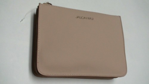 Jason Wu tan Beige nude Makeup cosmetic pouch case Bag Clutch Double Zippers new - Picture 2 of 6