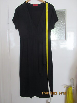 Shirtkleid Jersey, V-Ausschnitt, Falten, Vivien Caron,Schwarz Gr. 42- neuwertig