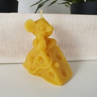 Bienenwachskerze Maus Kerze Mit KäSe 7 Cm - Bienenwachs Maus - Bienenwachs KäSe