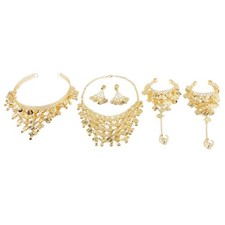 4 teiliges Bauchtanz Schmuckset für Damen, Halskette + Dreiecks Quasten