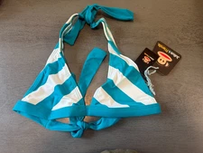 NWT blue white JULIUS & FRIENDS PAUL FRANK swimsuit bikini top size small