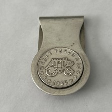 Vintage Wells Fargo Sterling Silver #02799 Money Clip 30 Grams 1 Oz Stagecoach
