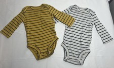 Carter's Striped Long Sleeve Bodysuit 2-Pack 3M Cotton Snap Yellow/Gray
