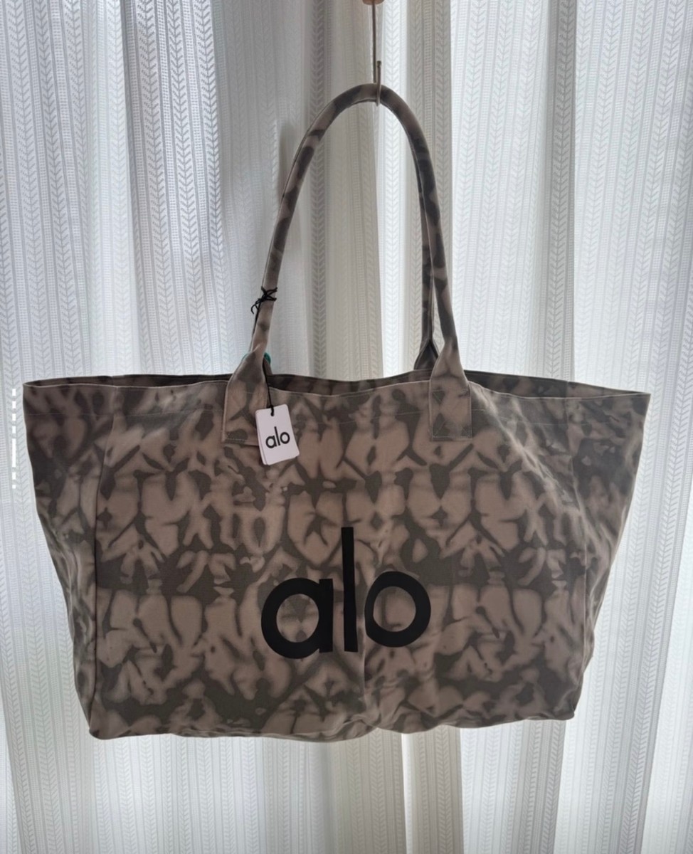 ALO Yoga Gray Tie Dye Large Canvas Tote Bag Gym Travel Carry-on