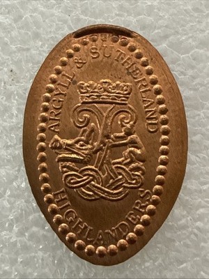 Ausgerollter Penny - ''Argyle & Sutherland Highlanders'' - Kupfer Penny Münze