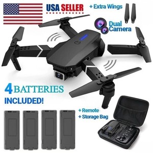 Drone 2025 4K HD Dual Camera WiFi FPV RC Foldable Quadcopter + 4 Batteries USA