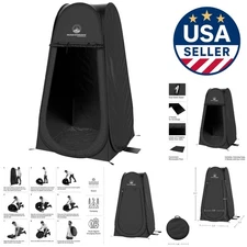 UV-Protected Black Outdoor Shower Tent - Portable Privacy Pop-Up for 1 Person