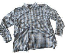 Chaps Men's Size 3XLT Stretch Easy Care Twill Shirt Blue Check Button Up
