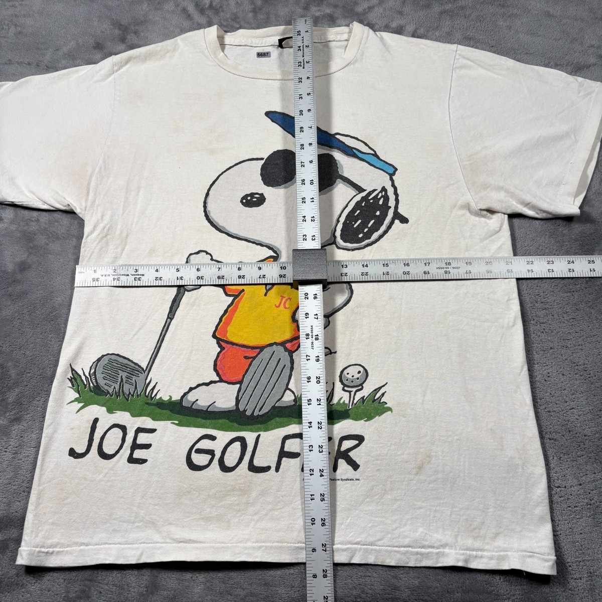Vintage Snoopy Joe Golfer Peanuts T-Shirt Mens Large White Graphic 