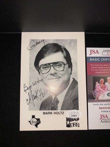 Mark Holtz Signed Texas Rangers Announcer Auto WBAP Radio 4x6 Post Card JSA - Picture 3 of 7