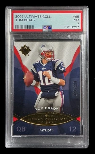 2009 upper deck #65 tom brady; UD ultimate /375 collection PSA 7
