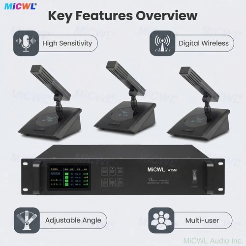 MiCWL A115 Digital Wireless Conference Microphone System Square Tube Table Mics - Picture 10 of 15