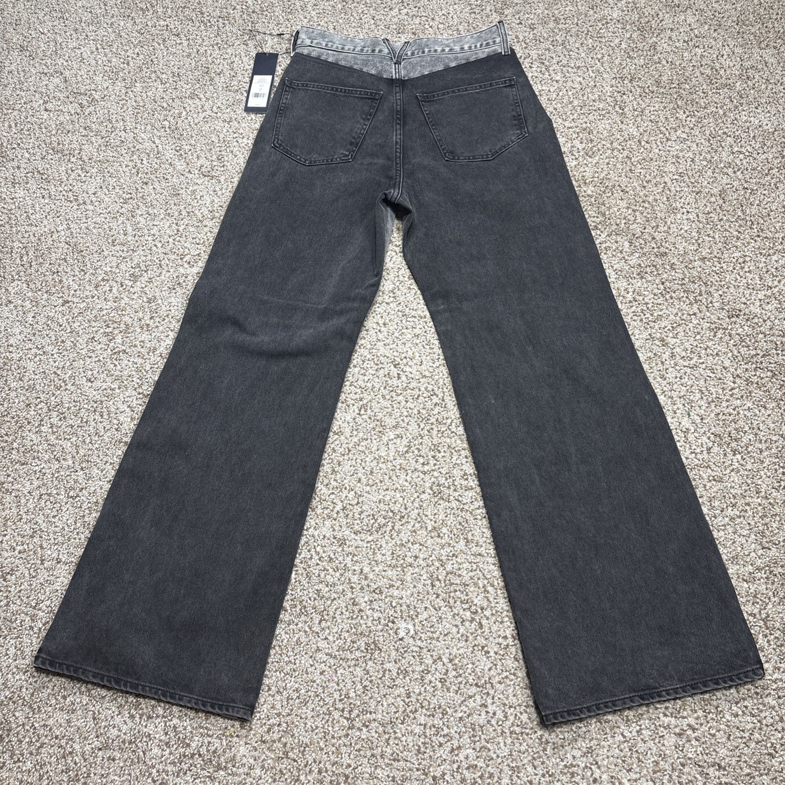 NWT Veronica Beard Women's Taylor High Rise Wide Leg Jeans Two Tone Gray 28 X 31 - View 17