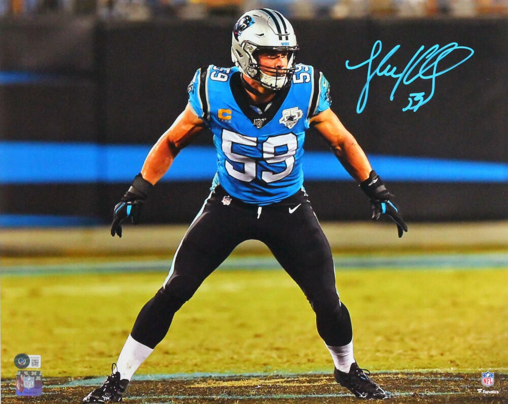 Luke Kuechly Autographed Signed Carolina Panthers Panthers Stance 16x20 FP Photo- Beckett W *Teal 