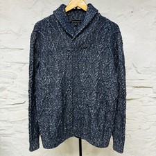 Banana Republic Cable Knit Shawl Collar Sweater Preppy Thick Cotton / Yak Hair