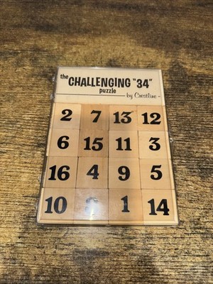 The Challenging ''34'' vintage puzzle by Crestline, wood tiles w/original case