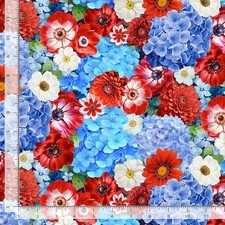 Patriotic Fabric  Stars Stripes Red Blue Floral  Timeless Treasures YARD