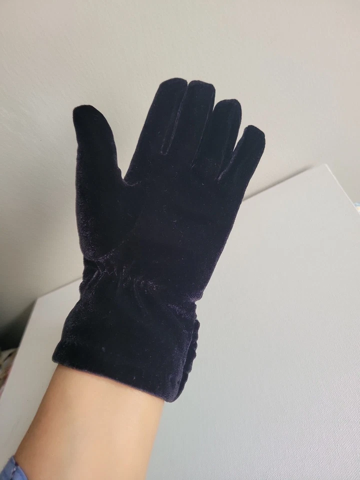 Guantes de terciopelo negro de colección para mujer OS Foto 4 de 4