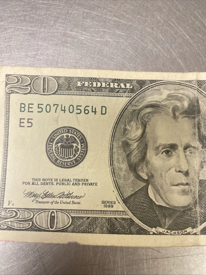 1999 Twenty Dollar Bill Federal Reserve Note Rare 26 Years Old Good Condition - Image 3 of 4