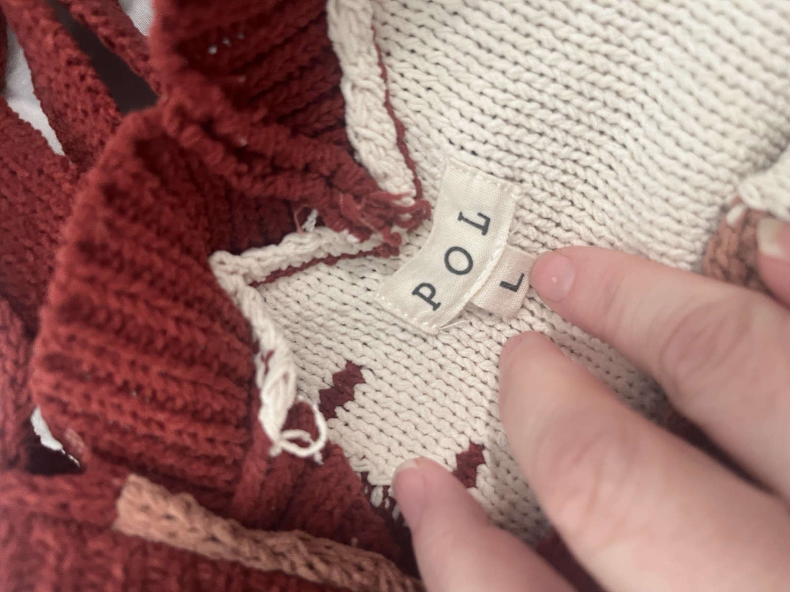 POL Patchwork Block Colored Cropped Sweater Size … - image 9