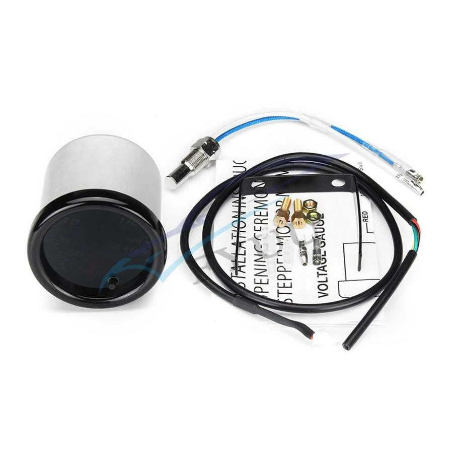 12V 2"/52mm Black Face Car 7 Colors LED Water Coolant  Temp Gauge Meter - Image 2 of 4