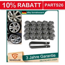 20x RADSCHRAUBEN ABDECKUNGEN RADMUTTERN KAPPEN SET 17MM GRAU GLANZ + ABZIEHER