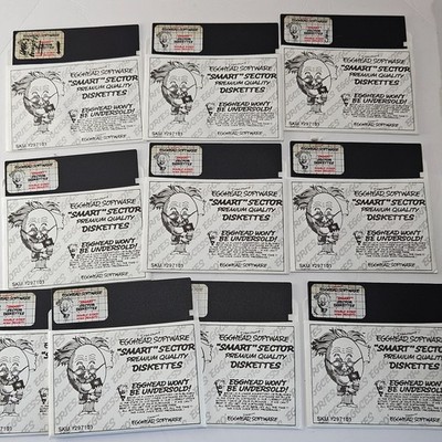 Vintage Egghead Software 5.25'' HD Floppy Disks Lot of 10 - Blank/Branded Sleeves