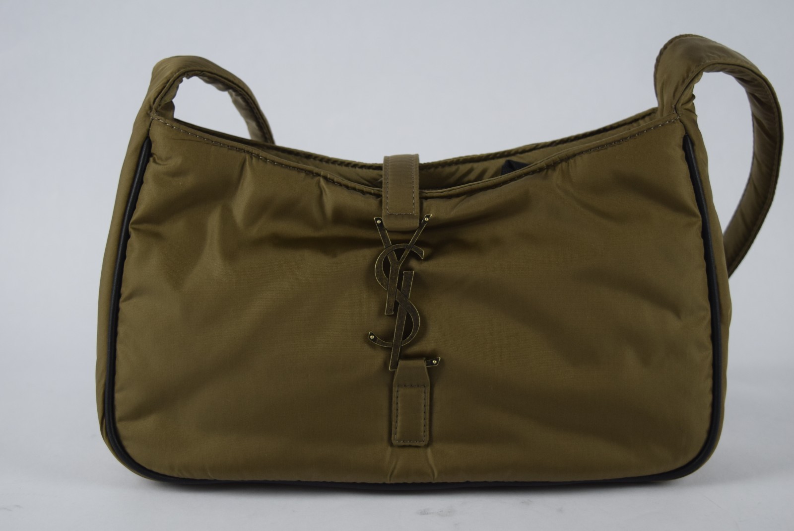 NUOVO! Autentica borsa a tracolla YSL Saint Laurent Le 5 A 7 mini logo nylon marrone