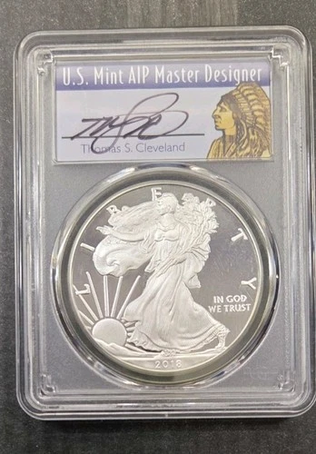 2018 W American Silver Eagle PCGS PR70 DCAM Cleveland Signed Holder Has Scratchs