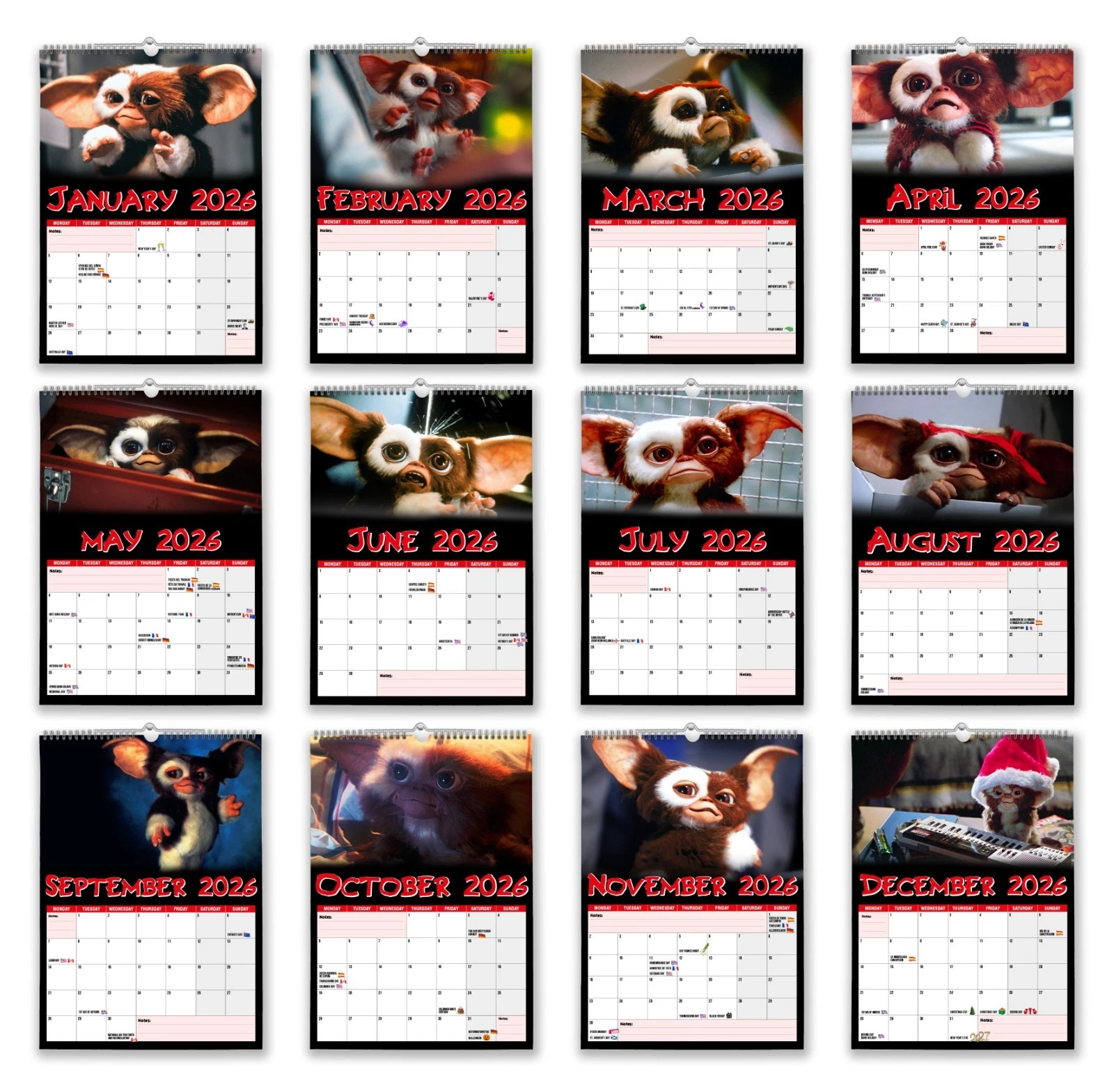 2026 Calendar - Gizmo - Funny - Quirky - Christmas - Birthday