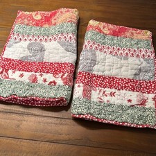 Pottery Barn Mix Match Patchwork Red Polka Dot Shams Set of 2 Standard Cotton