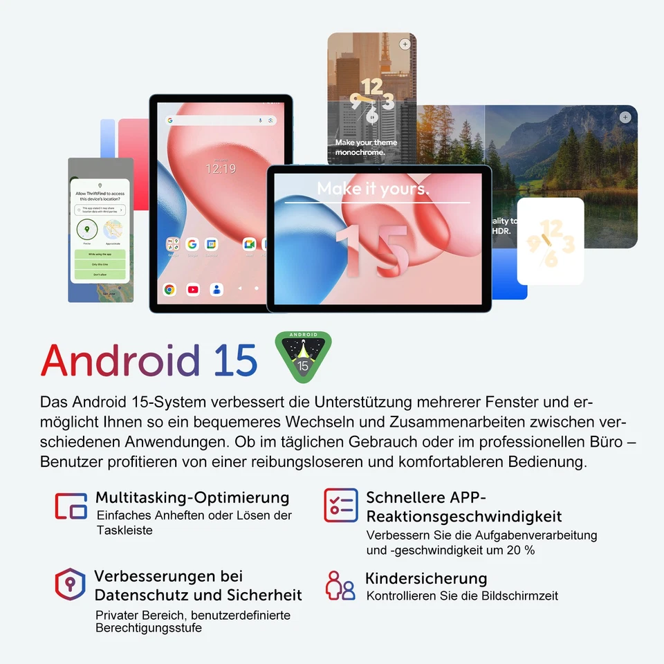 2025 NEU Tablet 12 Zoll Android 15 16GB 128GB/256GB 5G WiFi 6 IPS Kamera - Bild 3 von 4