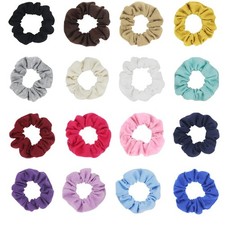 Pack of 16pcs Cotton Hair Scrunchies Single Jersey Solid Color Mix Colors