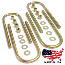 Four 1/2" x 3" x 10" Long Round End 3" Rear Axle U-Bolts U Bolt Kit Nuts Washers
