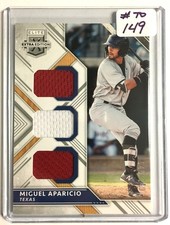 2018 Panini Elite Extra Edition Triple Materials Gold #46/149 Miguel Aparicio 