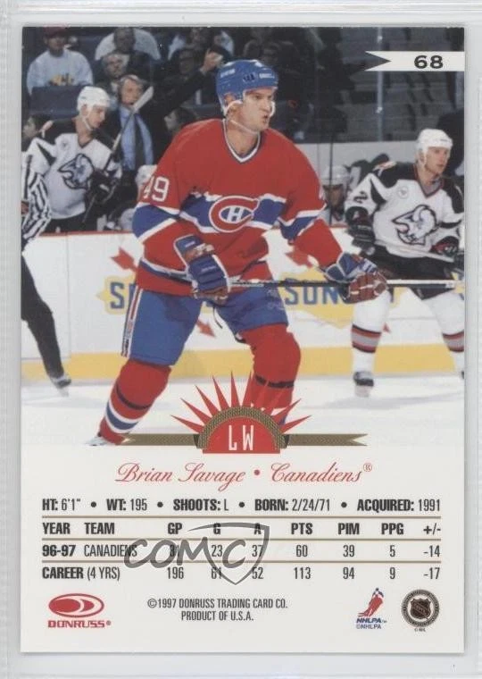 1997-98 Leaf International Stars Brian Savage #68 - Image 2 of 2