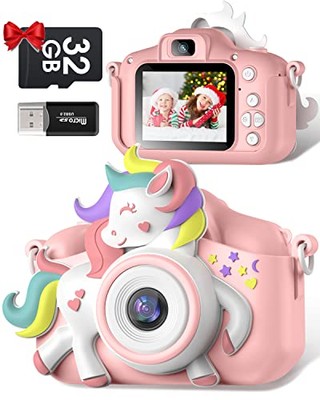 Gofunly Kinderkamera, 1080P HD 2,0'' Digitalkamera für Kinder mit 32GB Karte,